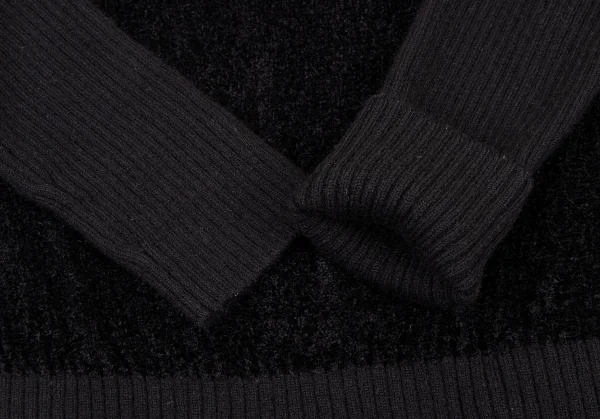 ヒステリックグラマーHYSTERIC GLAMOUR リブ切替ラインストーンパイルニット 黒F K-134231_008