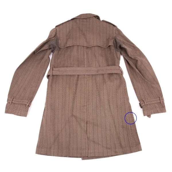 コムデギャルソン オムプリュスCOMME des GARCONS HOMME PLUS 製品染めストライプダブルコート 茶ピンク紫M K-134237_012