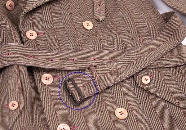 コムデギャルソン オムプリュスCOMME des GARCONS HOMME PLUS 製品染めストライプダブルコート 茶ピンク紫M K-134237_006