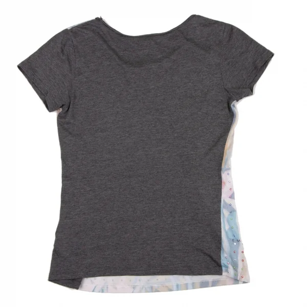 エンポリオアルマーニEMPORIO ARMANI ビジュー装飾プリントTシャツ グレー水色他38 K-134265_010