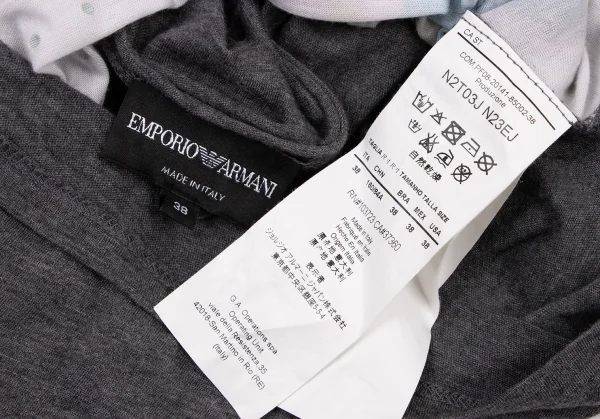エンポリオアルマーニEMPORIO ARMANI ビジュー装飾プリントTシャツ グレー水色他38 K-134265_012