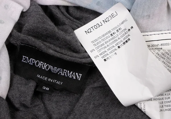 エンポリオアルマーニEMPORIO ARMANI ビジュー装飾プリントTシャツ グレー水色他38 K-134265_013
