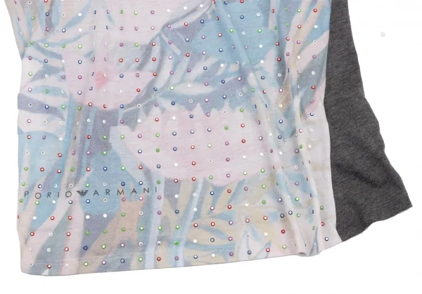 エンポリオアルマーニEMPORIO ARMANI ビジュー装飾プリントTシャツ グレー水色他38 K-134265_007