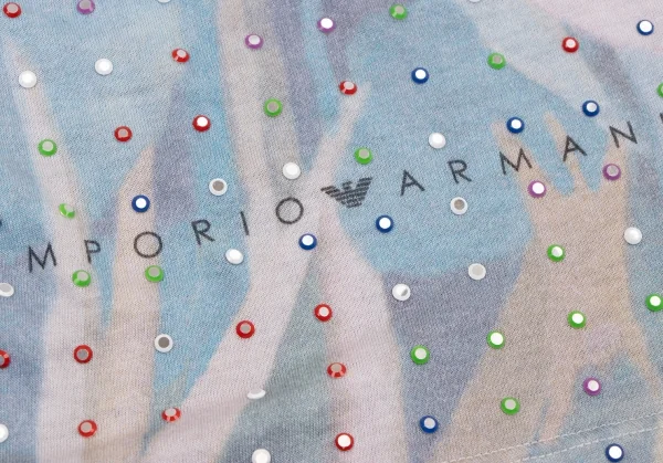 エンポリオアルマーニEMPORIO ARMANI ビジュー装飾プリントTシャツ グレー水色他38 K-134265_008