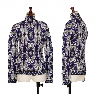 ISSEY MIYAKE FETE Swirl Printed Pleats Turtle Neck T Shirt