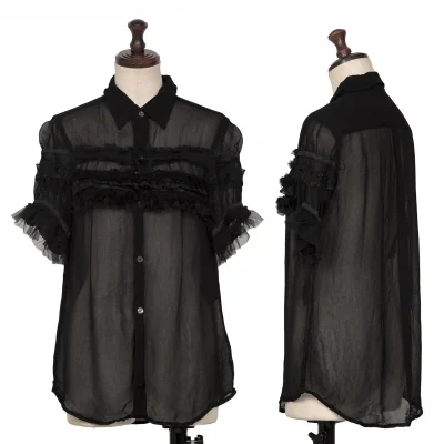 COMME des GARCONS Gather Lace Pasted See-through Blouse