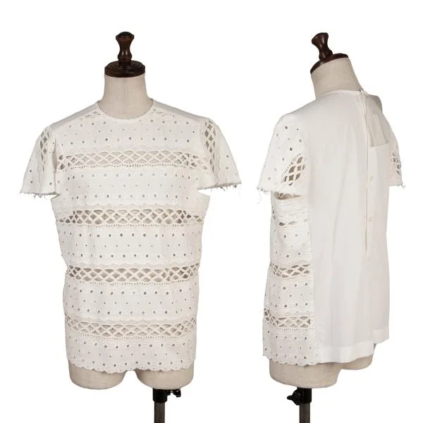 tricot COMME des GARCONS Back Button Lace Switching Blouse White S-M K-134300_001