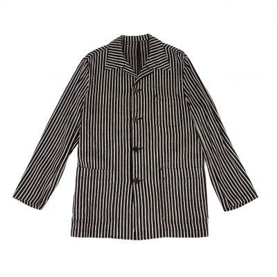 KENZO Linen Blend Striped Woven Shirt Jacket