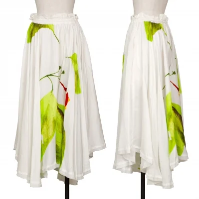 Y's Floral Printed Flare Cupra Skirt