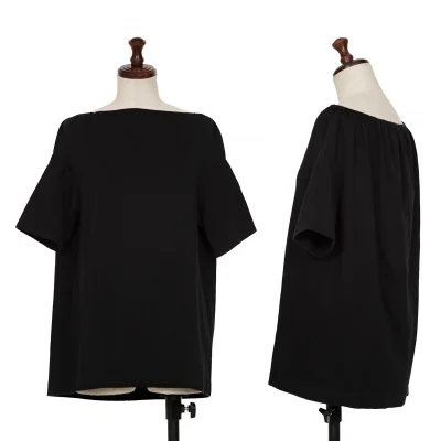 Yohji Yamamoto FEMME Cotton Gathered Design Neck T Shirt