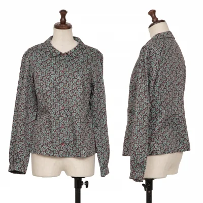 agnes b. Cotton Floral Printed Round Collar Shirt