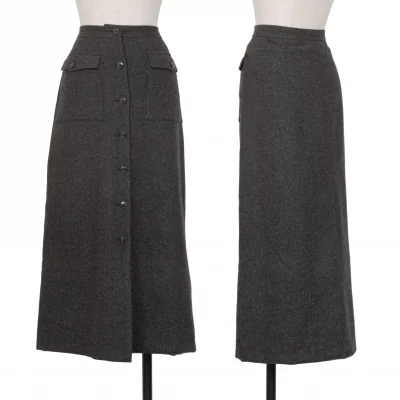 agnes b. Front Button Wool Skirt