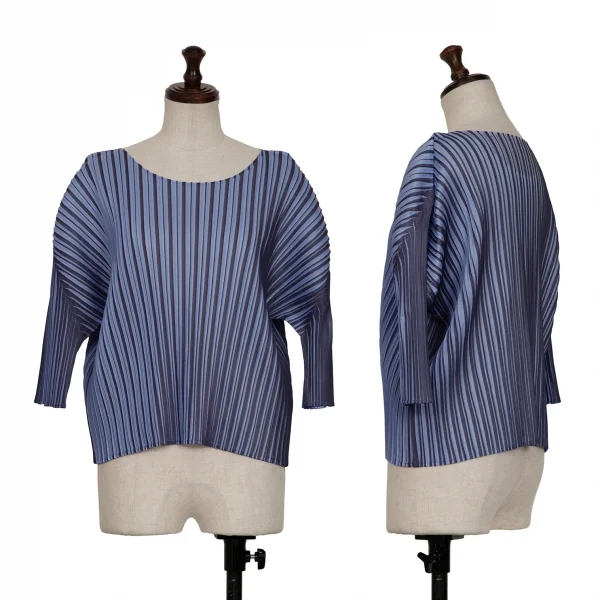PLEATS PLEASE Striped T Shirt Purple 3 K-134449_001