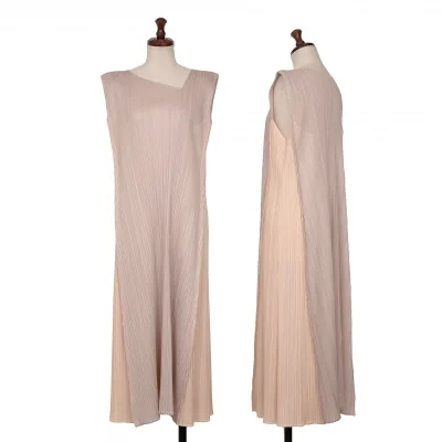 PLEATS PLEASE Bi-colour Switching Flare Dress