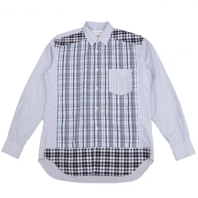 COMME des GARCONS SHIRT Check Switching Stripe Long Sleeve Shirt