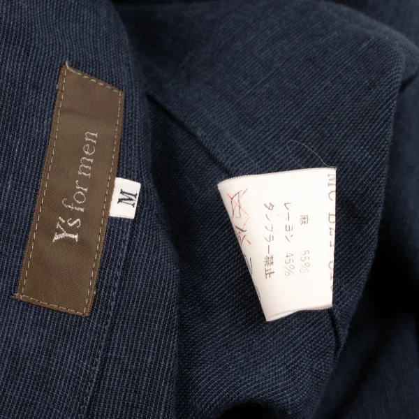 ワイズフォーメンY's for men リネンレーヨンオープンカラーシャツジャケット 紺M K-134501_020