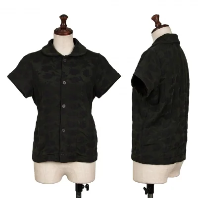 Y's Cotton Nylon Floral Round Collar Short Sleeve Shirt