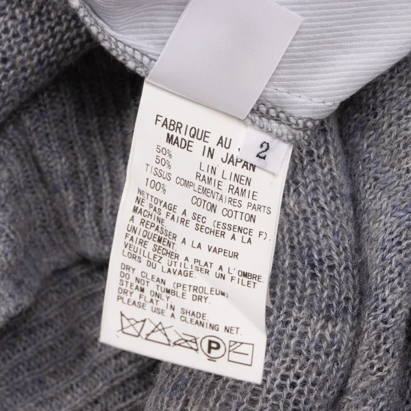 Y's Shirt Switching Linen Long Knit K-134505_015