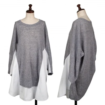 Y's Shirt Switching Linen Long Knit