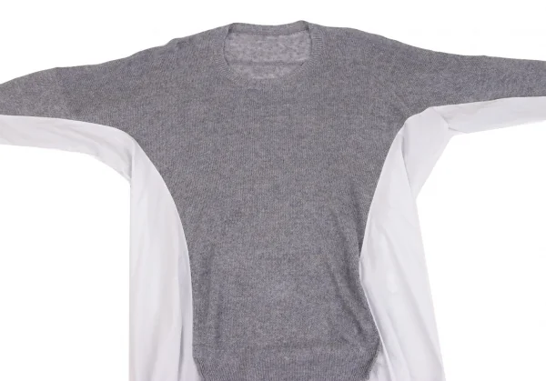 Y's Shirt Switching Linen Long Knit K-134505_003