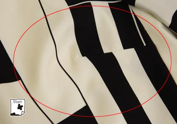 エルメスHERMES シルク幾何学柄ノーカラーワンピース オフ黒38 K-134534_005