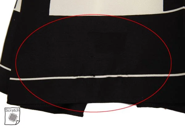 エルメスHERMES シルク幾何学柄ノーカラーワンピース オフ黒38 K-134534_012