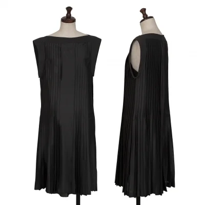 HERMES Pleated Sleeveless Silk Dress