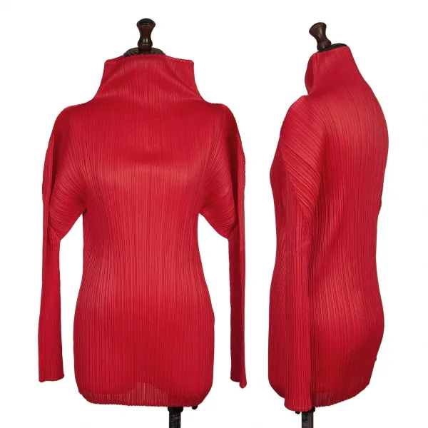 PLEATS PLEASE Turtle Neck T Shirt Red 3 K-134560_001