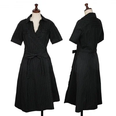A/T Stripe Cotton Cache-coeur Dress