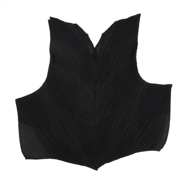 イッセイミヤケ フェットISSEY MIYAKE FETE 超音波カッティングパッチプリーツノースリーブトップス 黒3 K-134618_002