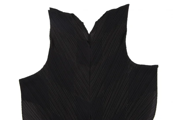 イッセイミヤケ フェットISSEY MIYAKE FETE 超音波カッティングパッチプリーツノースリーブトップス 黒3 K-134618_003