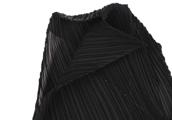 イッセイミヤケ フェットISSEY MIYAKE FETE 超音波カッティングパッチプリーツノースリーブトップス 黒3 K-134618_005