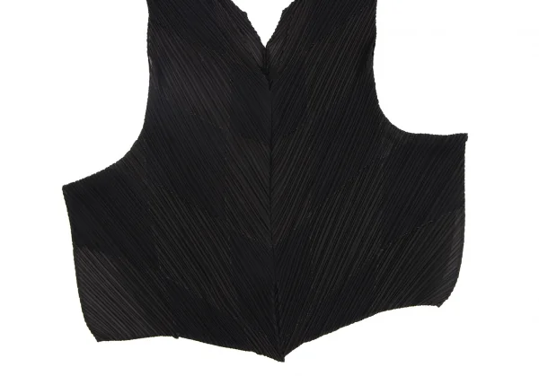 イッセイミヤケ フェットISSEY MIYAKE FETE 超音波カッティングパッチプリーツノースリーブトップス 黒3 K-134618_006