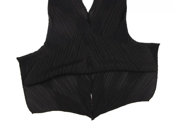 イッセイミヤケ フェットISSEY MIYAKE FETE 超音波カッティングパッチプリーツノースリーブトップス 黒3 K-134618_007