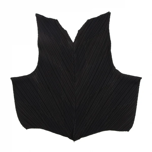 イッセイミヤケ フェットISSEY MIYAKE FETE 超音波カッティングパッチプリーツノースリーブトップス 黒3 K-134618_008