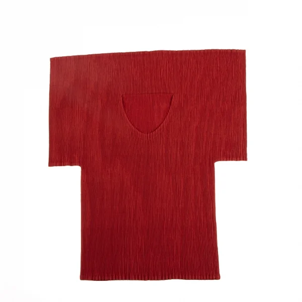 イッセイミヤケ ホワイトレーベルISSEY MIYAKE WHITE LABEL プリーツフラットTシャツ 赤2 K-134627_002