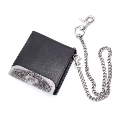 Jean Paul GAULTIER Chain With Dragon Plate Bi-fold Wallet