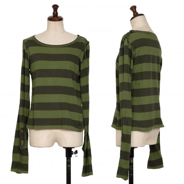 ジュンヤワタナベ コムデギャルソンJUNYA WATANABE COMME des GARCONS インサイドアウトボーダーカットソー 緑S K-134700_001