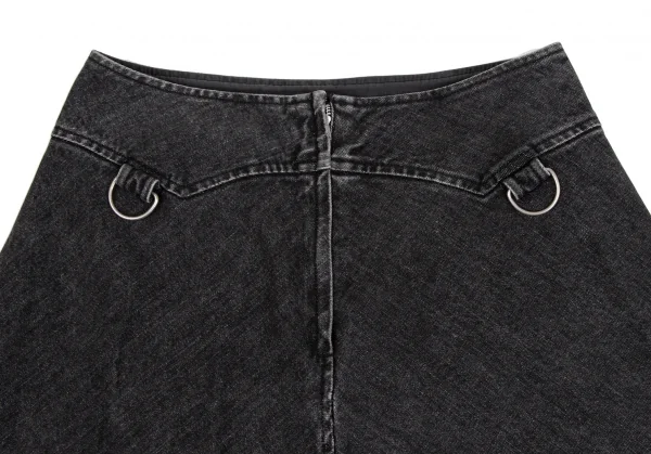 ジュンヤワタナベ コムデギャルソンJUNYA WATANABE COMME des GARCONSブラックデニムフリンジスカート 黒M K-134702_010