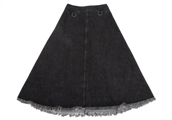 ジュンヤワタナベ コムデギャルソンJUNYA WATANABE COMME des GARCONSブラックデニムフリンジスカート 黒M K-134702_002