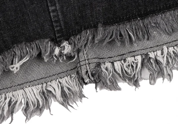 ジュンヤワタナベ コムデギャルソンJUNYA WATANABE COMME des GARCONSブラックデニムフリンジスカート 黒M K-134702_006