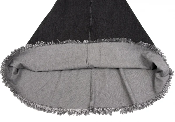 ジュンヤワタナベ コムデギャルソンJUNYA WATANABE COMME des GARCONSブラックデニムフリンジスカート 黒M K-134702_007