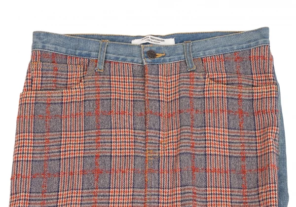 ジュンヤワタナベ コムデギャルソンJUNYA WATANABE COMME des GARCONSフロントチェック切替デニムスカート 赤紺青M K-134703_003