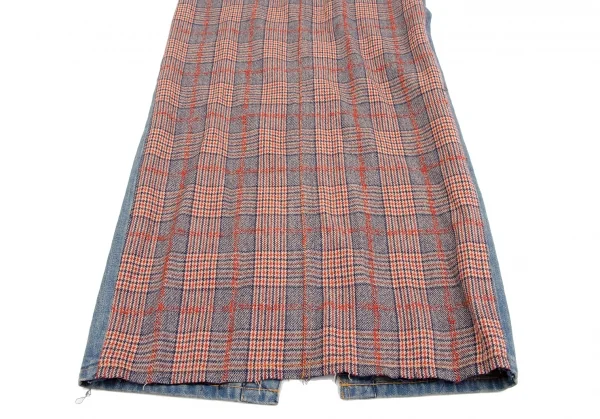 ジュンヤワタナベ コムデギャルソンJUNYA WATANABE COMME des GARCONSフロントチェック切替デニムスカート 赤紺青M K-134703_007