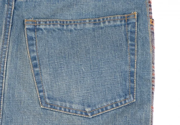 ジュンヤワタナベ コムデギャルソンJUNYA WATANABE COMME des GARCONSフロントチェック切替デニムスカート 赤紺青M K-134703_009