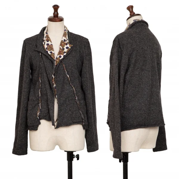 tricot COMME des GARCONS Flower Dot Lining Switching Knit Jacket Grey S-M K-134711_001