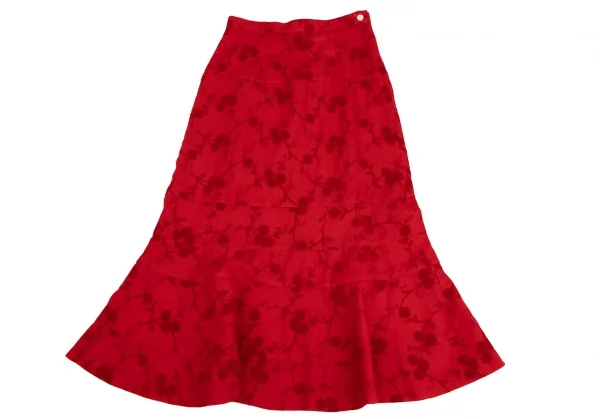トリココムデギャルソンtricot COMME des GARCONSフラワーフロッキープリントウールスカート 赤M K-134714_002