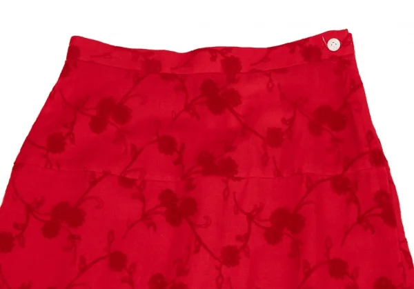 トリココムデギャルソンtricot COMME des GARCONSフラワーフロッキープリントウールスカート 赤M K-134714_004