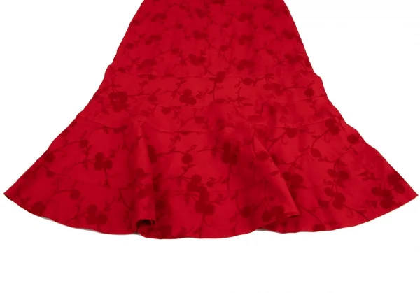 トリココムデギャルソンtricot COMME des GARCONSフラワーフロッキープリントウールスカート 赤M K-134714_006