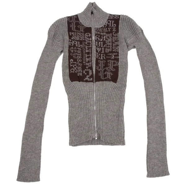 ゴルチエトゥーザパワーオブトゥーGAULTIER2 フロントパッチアルパカドライバーズニット グレー茶M K-134745_001